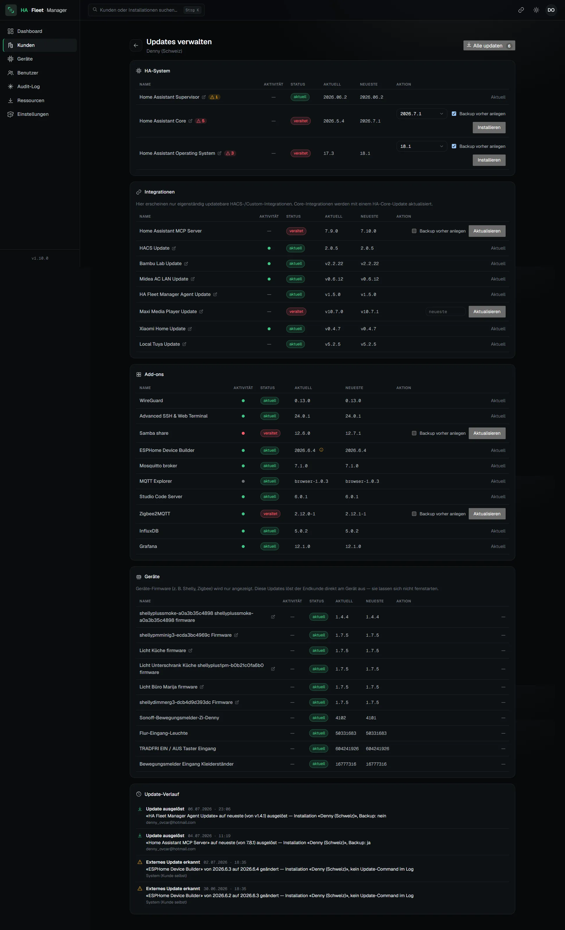 Updates verwalten